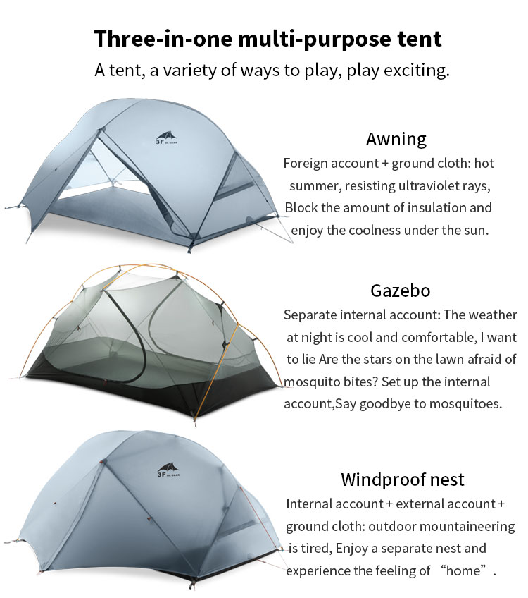 Cheap Goat Tents 3F UL GEAR 2 Person Camping Tent Ultralight Kamp Tents tenda tente barraca de acampamento Tents 